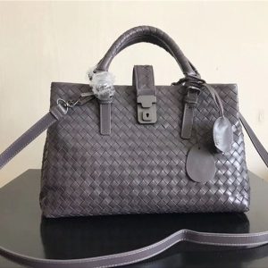 Bottega Veneta Roma small intrecciato leather tote Purplr-Grizzly